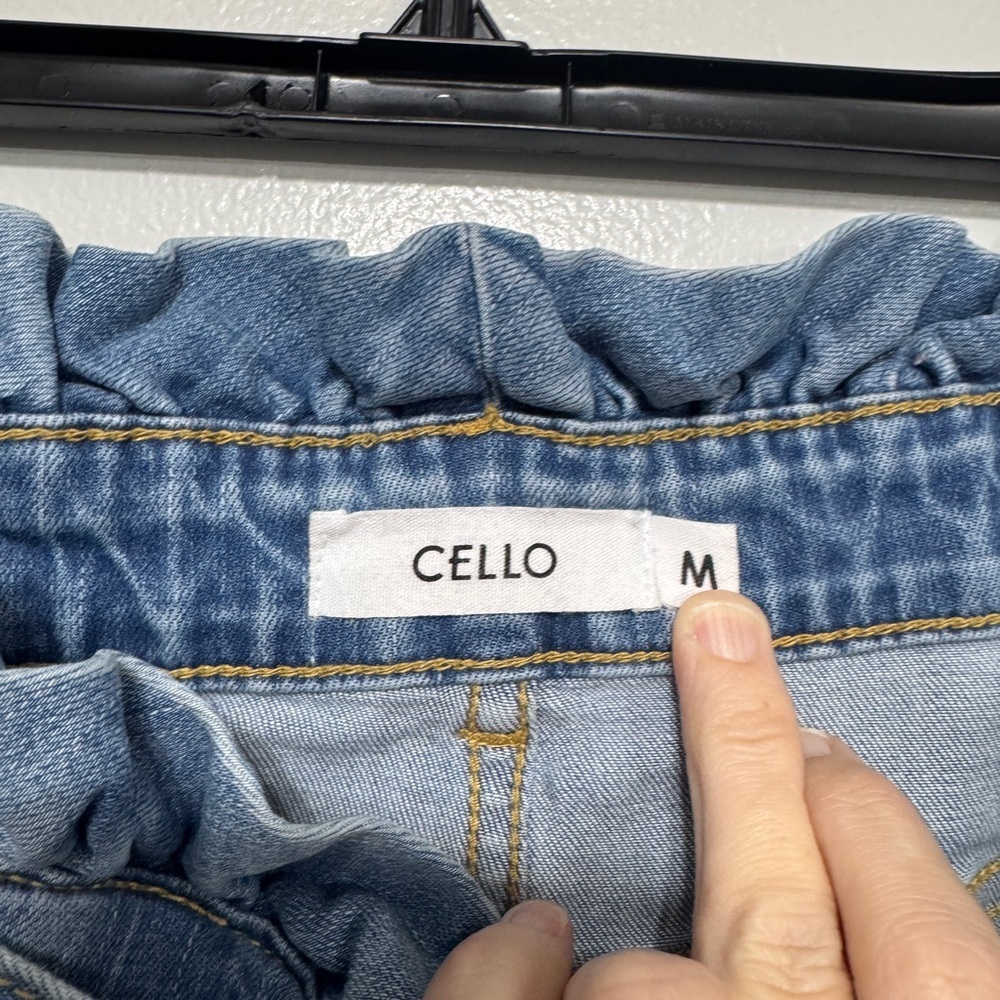 Cello Paperbag Waist Denim Shorts Size M | Tie Belt High Rise Summer - Picture 2 of 3